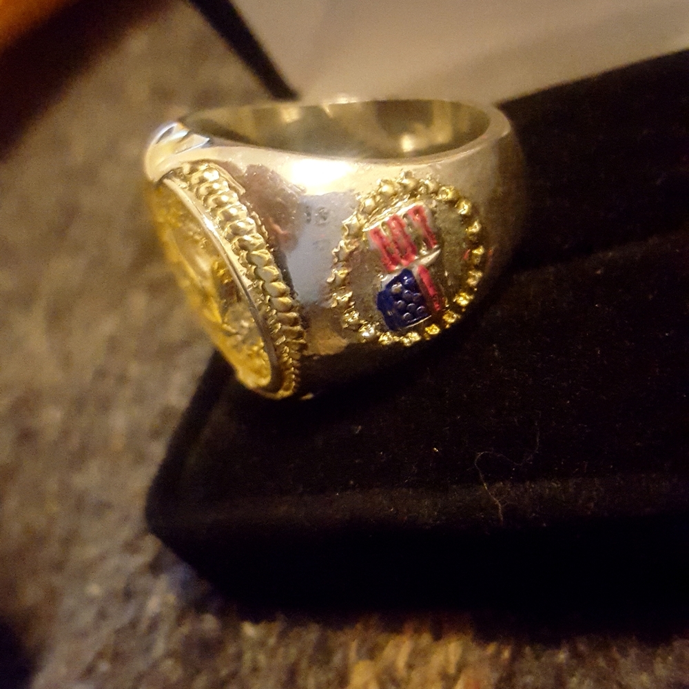 925 Solid Silver American Eagle Ring Size 10 - Picture 3 of 4